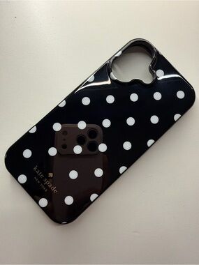 kate spade Black Polka Dot Glossy Phone Case with White Dots iPhone 17